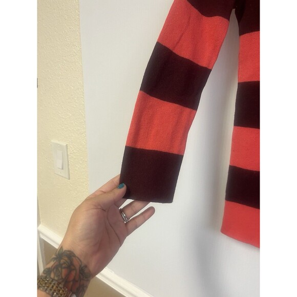 Banana Republic Sweater Womens S Wine Coral Stripes Cotton Cashmere 3/4 Sleeves - Picture 4 of 5